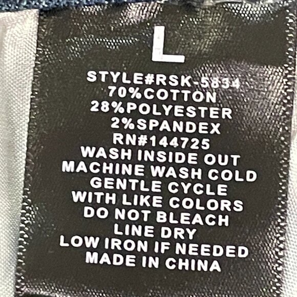 AMERICAN BAZI Denim Mini Skirt Cargo Pockets Over-dyed Distressed Blue Size L - Picture 12 of 13